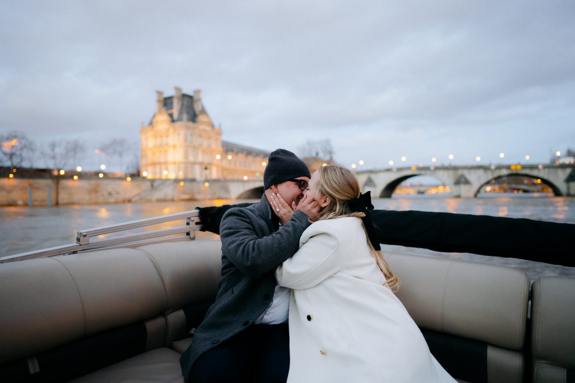 Private cruise on the Seine with the Louvre in the background