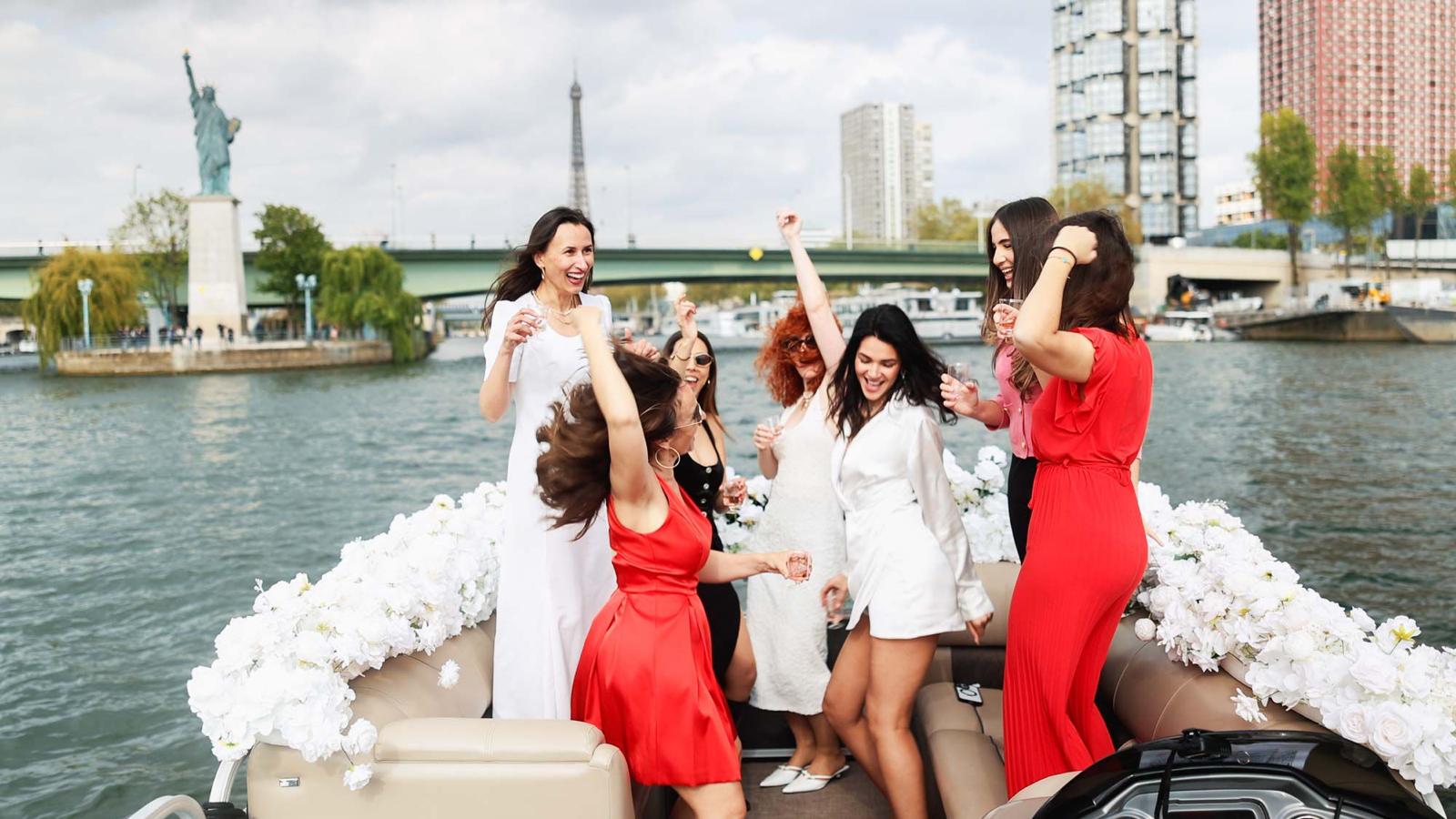 Bachelorette party on a boat in Paris