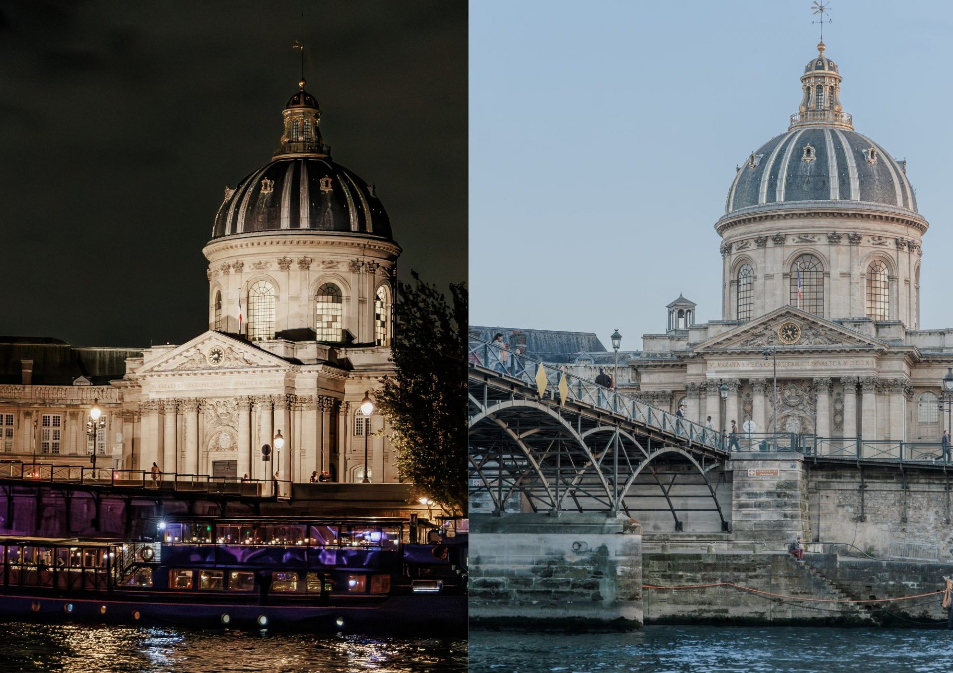 institut de france vu du bateau nuit et jour